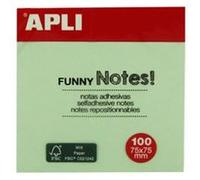APLI 19084 Funny Notes adhésives 75 x 75 mm Bloc de 100 feuilles vert pastel