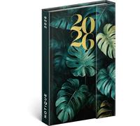 NOTIQUE Agenda 2026 - Mini agenda de poche, env. A6, avec fermeture magnétique, semainier compact, 11 x 16 cm, couverture rigide, avec aperçu mensuel (Monstera)