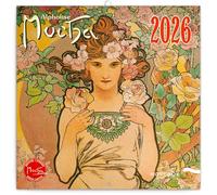 NOTIQUE Calendrier mural 2026 Alfons Mucha - Calendrier mensuel en brochure - Design esthétique - 30 x 30 cm (ouvert 30 x 60)