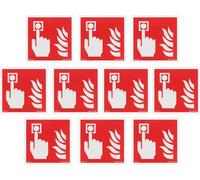 notlok Safety Work - 10x - Panneau de sécurité incendie - Alarme incendie - 15x15cm | Plaque PVC + adhésif mousse | Panneau d'alarme incendie phosphorescent