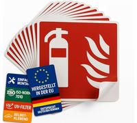 notlok Safety Work 10x Panneau Extincteur 10x10cm Adhésif, Photoluminescent | Panneau auto-adhésif, Résistant aux intempéries, DIN EN ISO 7010, pour extincteur CO2, extincteurs incendie ABC