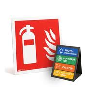 notlok Safety Work 20x Panneau Extincteur 15x15cm Adhésif, Photoluminescent | Panneau Polystyrène, Ruban de Montage, Résistant aux intempéries, DIN EN ISO 7010, extincteur CO2, extincteurs incendie ABC