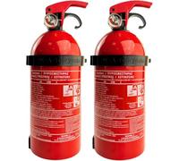 notlok Safety Work 2X Extincteur Poudre ABC 1kg + E < 1000 V, Support Mural | Garantie de 3 Ans, Extincteurs Incendie à Poudre pour Voiture, Camping Car, Bateau, Extincteur Maison Tous Feux