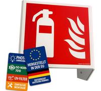 notlok Safety Work 3D Panneau Extincteur 15x15cm Photoluminescent | à angle réglable, Double face, Résistant aux intempéries, DIN EN ISO 7010, pour extincteur CO2, extincteurs incendie ABC