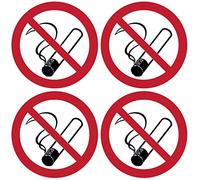 notlok Safety Work 4x Autocollants Panneau Interdit de Fumer ⌀20 cm