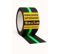 notlok Safety Work - Bande Antidérapante Escalier [18M x 5 cm] Noir avec Film Lumineux | Bande Antiderapante Exterieur et Intérieures - résistant à l'eau | Antiderapant Escalier, Antidérapant Escalier