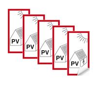 notlok Safety Work - Lot de 5 autocollants Installation Photovoltaïque | 10×20 cm | Étiquettes photovoltaïques résistantes aux intempéries | Pour installation solaire avec batterie et stockage