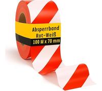 notlok Safety Work - Ruban de Signalisation Rouge et Blanc | 100 m x 70 mm | Rubalise résistante et Anti-intempéries | Idéale pour Chantier et événements | Solide, Haute visibilité & Anti-UV