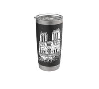 Notre-Dame de Paris Cathédrale Vintage J'aime I Love Paris Gobelet isotherme en acier inoxydable double paroi