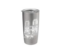 Notre-Dame de Paris Cathédrale Vintage J'aime I Love Paris Gobelet isotherme en acier inoxydable double paroi