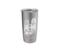 Notre-Dame de Paris Cathédrale Vintage J'aime I Love Paris Gobelet isotherme en acier inoxydable double paroi