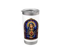 Notre-Dame des Douleurs Cœur Immaculé Gothique Mosaïque Art Faith Gobelet isotherme en acier inoxydable double paroi