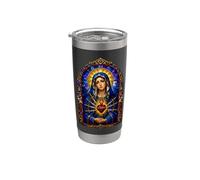 Notre-Dame des Douleurs Cœur Immaculé Gothique Mosaïque Art Faith Gobelet isotherme en acier inoxydable double paroi