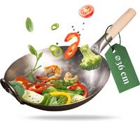 Notre wok plat original pasoli 36cm, acier au carbone