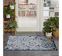 NOURISON Aloha Tapis de Sol intérieur/extérieur Bleu/Gris, 0,8 x 1,2 m, Nettoyage Facile, ne perd Pas Ses Poils, Chambre à Coucher, Salon, Salle à Manger, arrière-Cour, terrasse, Patio (0,9 x 1,2 m)