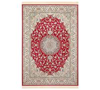Nouristan Naveh Orient Tapis de Salon à Poils Courts avec Franges - Vintage - en Velours Oriental - pour Salle à Manger, Salon, Chambre à Coucher - Rouge Vert, 95 x 140 cm - Rayon, 95 x 140 cm