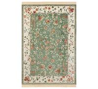Nouristan Naveh Orient Tapis de Salon à Poils Courts avec Franges, Vintage, Oriental, en Velours, pour Salle à Manger, Salon, Chambre à Coucher, Vert, 160 x 230 cm, Rayonne, 160 x 230 cm