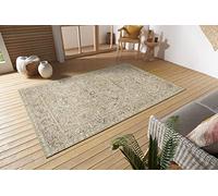 Nouristan Sues Tapis Oriental à Poils Courts orientaux - Aspect Vieilli Vintage - Lavable et résistant aux intempéries et aux UV - pour Balcon, terrasse, Jardin, Salon - Crème - 115 x 170 cm