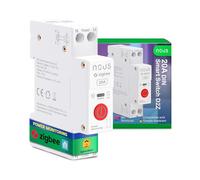 Nous Interrupteur Zigbee DIN, 20A Interrupteur Intelligent Avec Surveillance Énergétique, Compatible Avec Zigbee2MQTT, Home Assistant, Alexa et Google Home, Contrôle des applications, Contrôle vocal