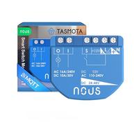 NOUS Module de commutateur intelligent WiFi avec Tasmota, AC 16A/DC 10A, ESP32, capteur de température, support mat et MQTT, 1 canal, contacts secs, compatible avec Alexa, Home Assistant, Google Home,