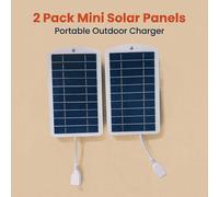 Nouveau 2 pièces/set Panneau de charge solaire portable 2W, sortie USB 5V, batterie solaire extérieure convenant aux téléphones, batteries de secours, montres connectées, écouteurs Bluetooth, essentie