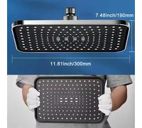 Nouveau 30 cm grande taille haute pression pomme de douche de pluie grande débit Booster pomme de douche de pluie 360 ° Rotation économie d'eau Black Set