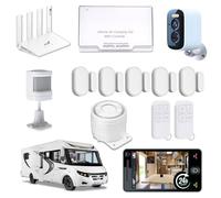 Nouveau - Alarme de Camping Car + Box-Routeur WiFi 4G + 1 Camèra de Surveillance Autonome Plusieurs Mois 24h/24h - 2 Sirènes 125 DB - 5 Détecteurs d'ouvertures - 1 détecteur de Mouvement