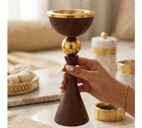 Nouveau brûleur d'encens classique en métal, brûleur d'encens Bakhoor luxueux avec texture de grain de bois, convient pour le Majlis, l'entrée, le salon, la chambre, la salle de yoga, l'espace de médi