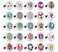 Nouveau diffuseur de parfum de voiture d'aromathérapie en acier inoxydable 30mm diffuseur d'arôme magnétique médaillon désodorisant de voiture Clip de ventilation + 1 pièces tampon