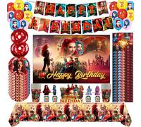Nouveau Disney Descendants fête d'anniversaire décoration ballon jetable vaisselle toile de fond bannière gâteau Topper bébé douche 1set G3