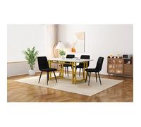 Nouveau Eco - friendly Material 120x70cm Golden table à manger avec 4 chaises, table de cuisine moderne, chaise de salle à manger