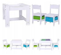Nouveau ensemble enfant 3 en 1 : table et chaises BDMU KIDS. Fabriqué avec une plaque MDF résistante