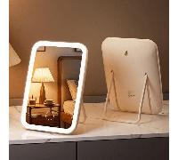 Nouveau grand miroir de maquillage rechargeable, éclairage 3 couleurs, écran tactile gradable, miroir de beauté portable, miroir de coiffeuse LED pliable de bureau, utilisation à la maison et en voyag