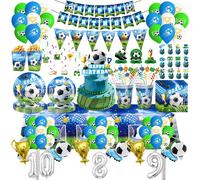 NOUVEAU Kit de Décorations d'Anniversaire Thème Football : Ballons, Vaisselle, Assiettes, Gobelets, Serviettes, Nappe, Bannière, Sacs Cadeaux pour Fête Garçon 10pcs bottle sticker