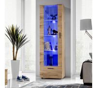 NOUVEAU komodee Alessandria Vitrine Armoire , Blanc Noir Bois, LED