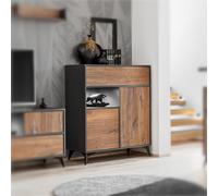 NOUVEAU komodee Buffet Orvieto 3 portes pour salon Chêne Anthracite LED blanc