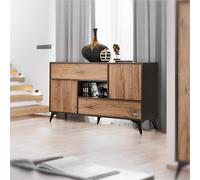 NOUVEAU komodee Commode Orvieto 4 portes pour salon Chêne Anthracite LED blanc