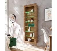 Komodee Vitrine Suspendue Como - Chene - Miel Truffe - LED RGB - 71 x 178 x 15 cm