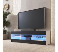 Meuble TV Tivoli RTV Komodee - LED RVB - Noir et Blanc - Facades en Mat - 140 x 41 x 35 cm