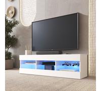 Meuble TV Tivoli RTV Komodee - sans LED - Blanc - Facades en Mat - 140 x 41 x 35 cm