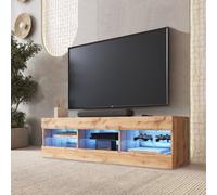 Meuble TV Tivoli RTV Komodee - LED RVB - Bois Naturel - Facades en Mat - 140 x 41 x 35 cm