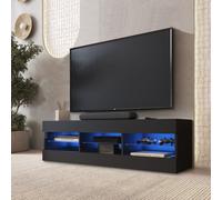 Meuble TV Tivoli RTV Komodee - LED RVB - Noir - Facades en Mat - 140 x 41 x 35 cm