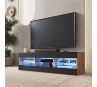 Komodee Banc TV Tivoli, Noir Wotan, Largeur 140 cm x Hauteur 40,5 cm x Profondeur 35,5 cm, sans LED, pour Salon, Chambre
