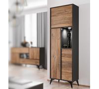 NOUVEAU komodee Vitrine 3 portes Orvieto pour salon Chêne Anthracite LED blanc
