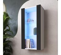 Vitrine Suspendue Komodee TIVOLI - LED RVB - Noir et Blanc - Facades en Mat - 50 x 100 x 29 cm