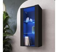 Vitrine Murale Komodee TIVOLI - LED RVB - Noir - Facades en Mat - 50 x 100 x 29 cm
