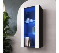 NOUVEAU komodee Vitrine Suspendue Tivoli 100, Noir Blanc Chêne Wotan, LED Option