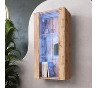 Vitrine Murale Komodee TIVOLI - LED RVB - Bois naturel - Facades en Mat - 50 x 100 x 29 cm