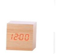 Nouveau Led Numérique en Bois Moderne en Bois Bureau Réveil Thermomètre Calendrier Minuterie Orange PL207 Orange G