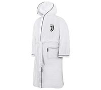Nouveau Logo 2017/18 Peignoir avec capuche, officiel FC Juventus, tailles S, M, L, XL, XXL, Blanc Noir 100% micro éponge pur coton, pour homme XL - 52 / 54